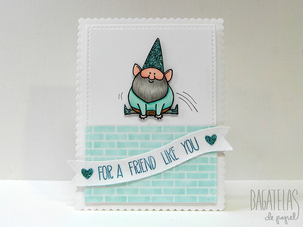 A sweet card in white and mint by Laura Dovalo.