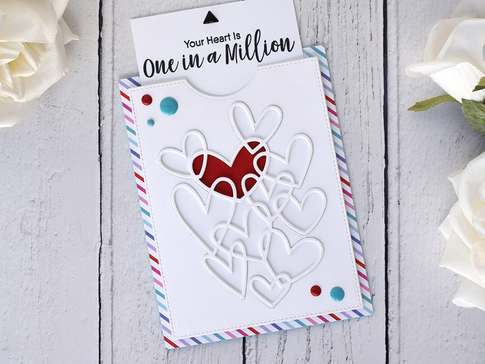 Clean and simple Valentine's Day heart featuring the Entwined Hearts Die-namics.