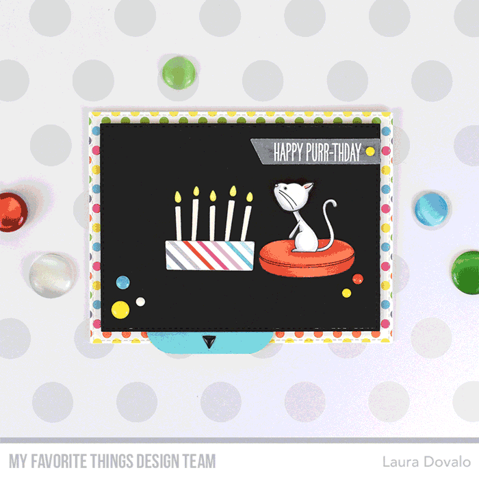 Animated gif of interactive cat blowing candles card.