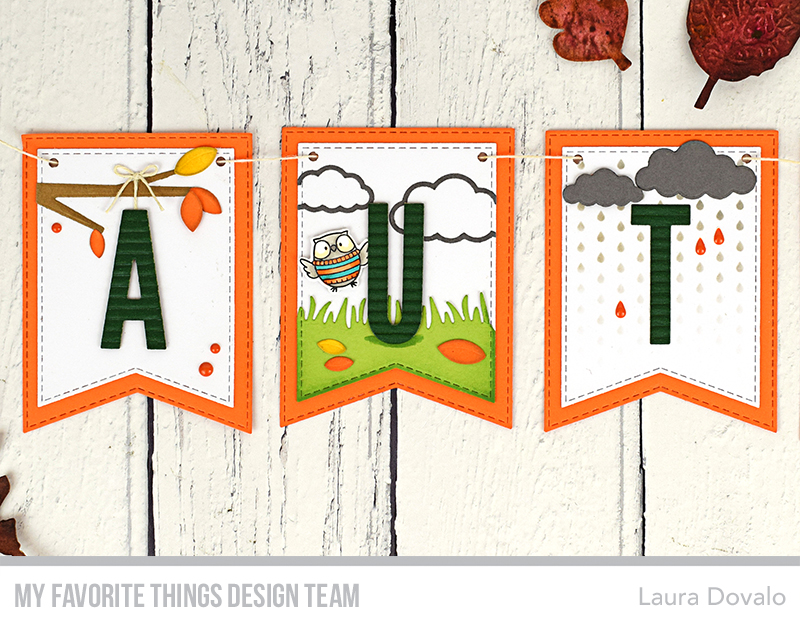 Close up of autumn themed fishtail banner.