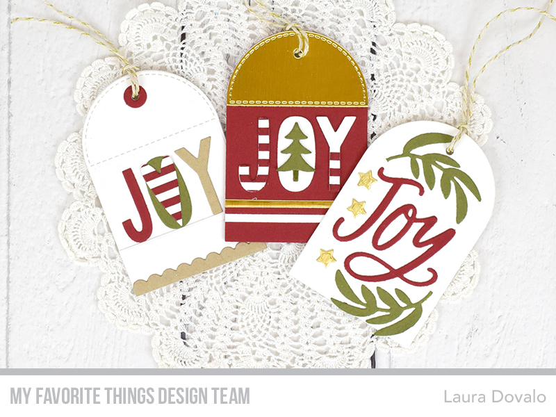 Trio of Christmas gift tags for October MFT & Friends.