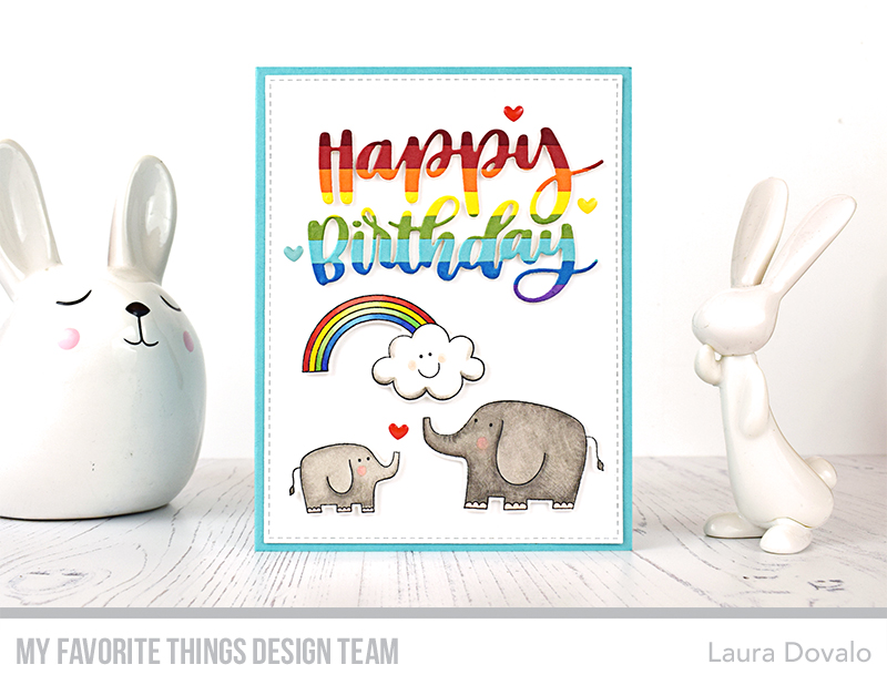 Raonbow themed clean and simple card featuring stamps from the Double the Fun stamp set.