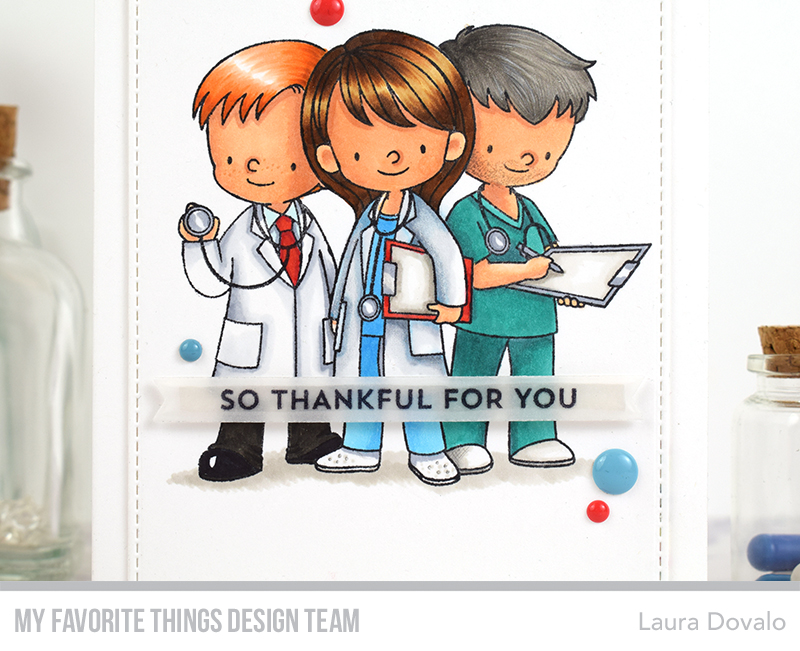 Close up of clean and simple medical profession thank yo card.