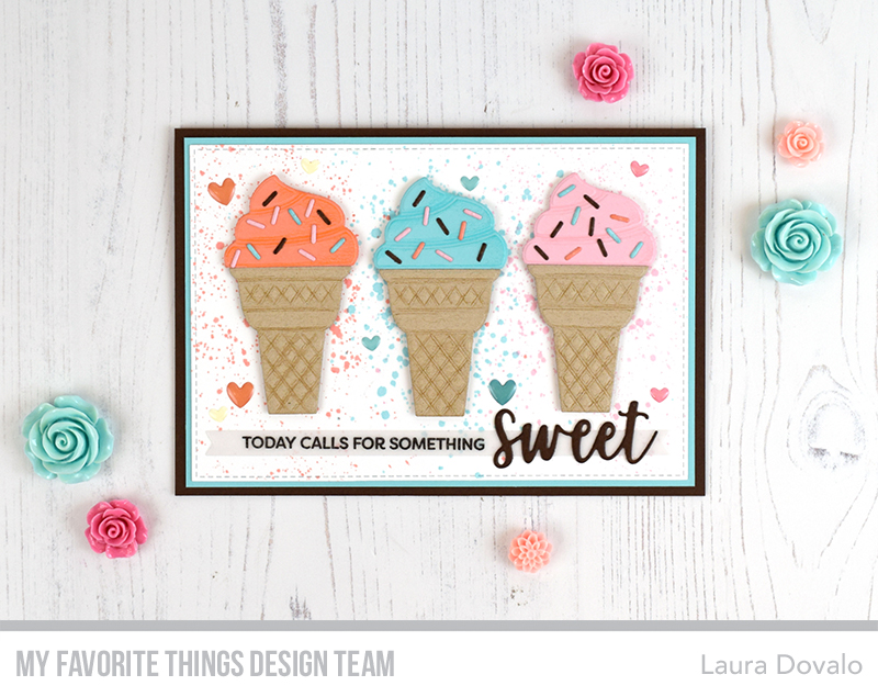 Cenital view of card with sweet icecream cones.