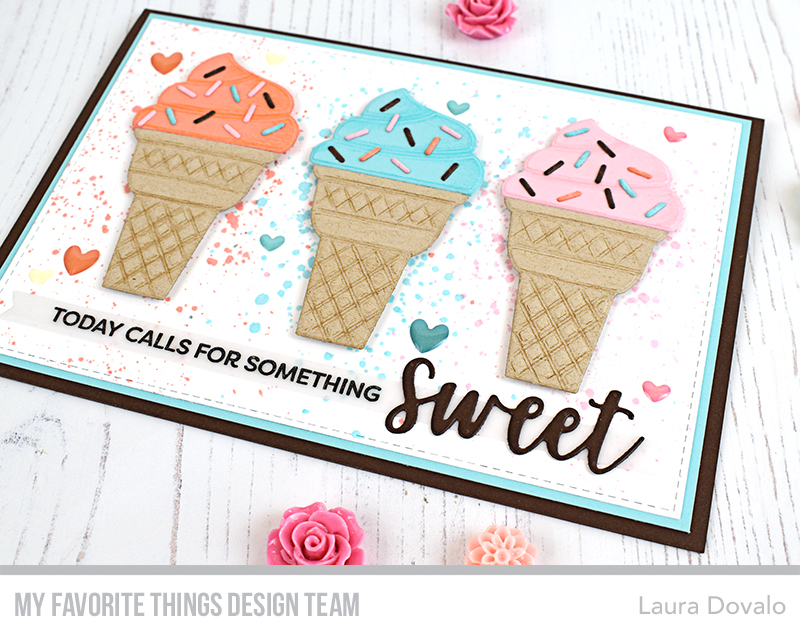 Close up of sweet and colorful card for Color Challenge 146 at the MFT Blog