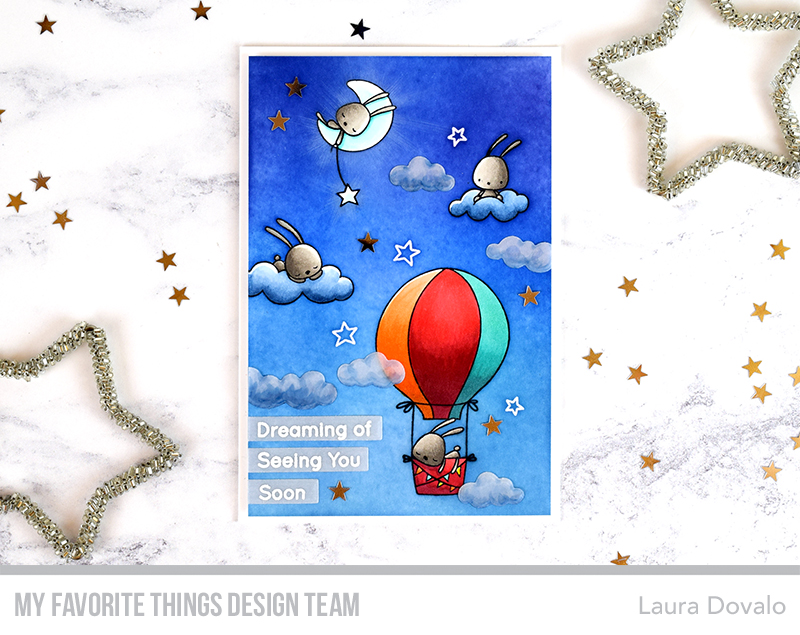 Cenital view of card with ink blended night sky by Laura Dovalo for MFT.