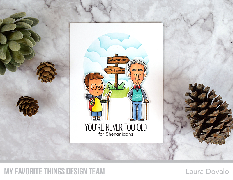 Cenital view of adventure themed card.