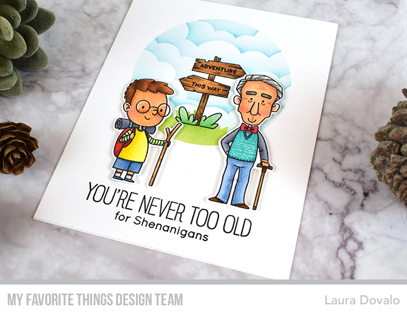 Close up of clean and simple adventure themed card for My Favorite Things.