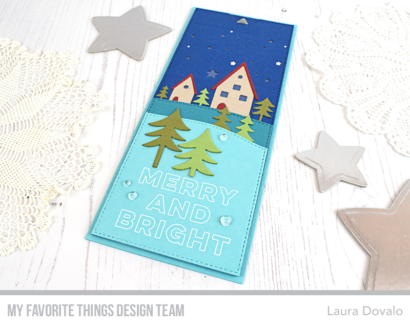 Fun Christmas card with faux light-up mechanism. By Laura Dovalo for My Favorite Things.