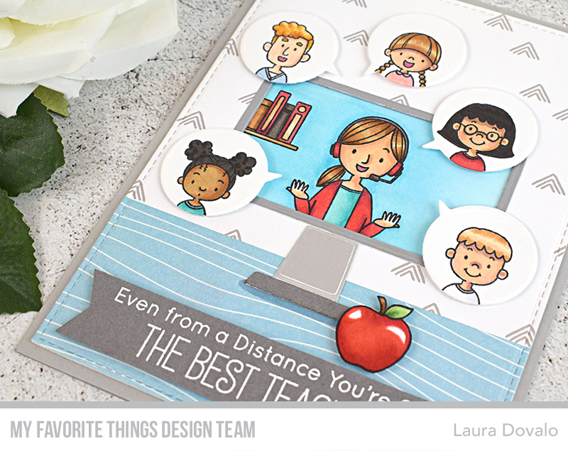 Close up of teacher appreciation card. Online learning.