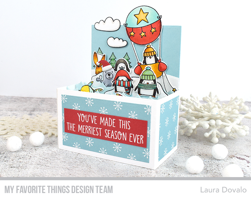 Christmas card in a box, created with My Favorite Things products by Laura Dovalo.