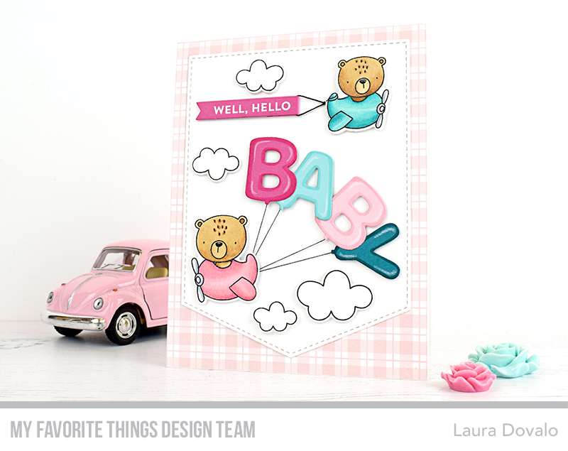 Cute baby card in pastel colors.