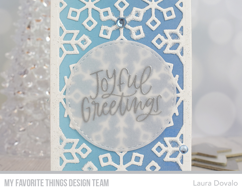 Close up of frosty tag for 25 Days of Christmas Tags 2020 Blog Hop.