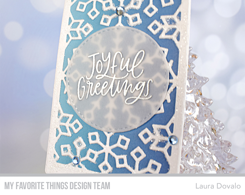 Close up of frosty Christmas tag.