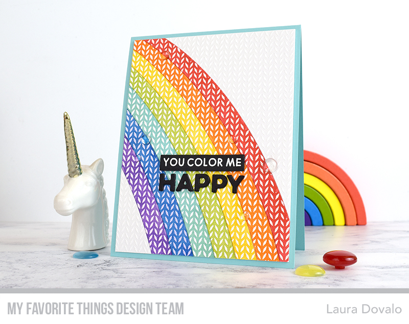 Card with textured rainbow for Day 1 of the MFT December Card Kit Release Countdown.