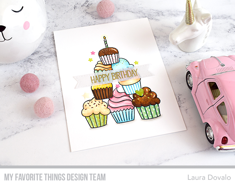 Clean and simple card with colorful cupcakes.