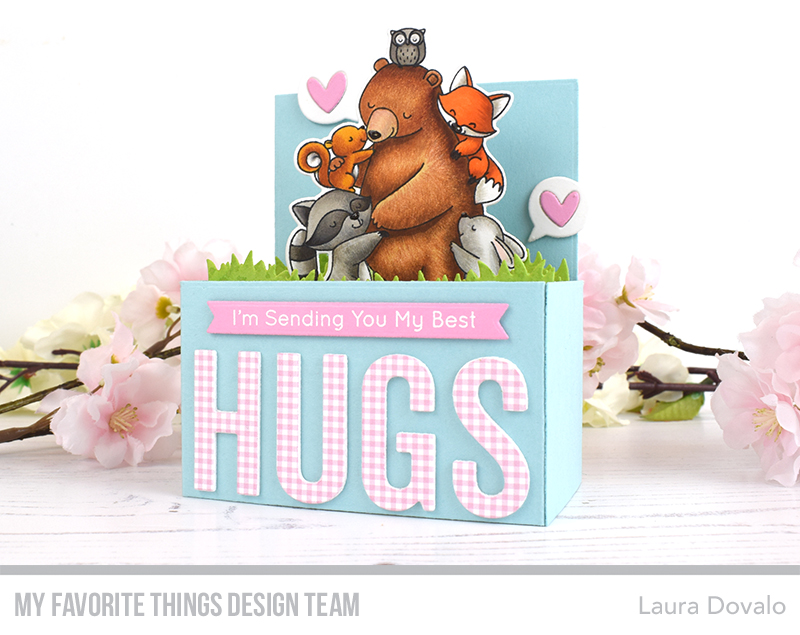 Box card with a lot of hugs and cute Birdie Brown stamps.