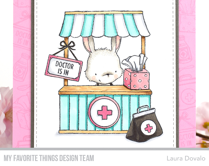 Close up of sweet get well card in pink and aqua.