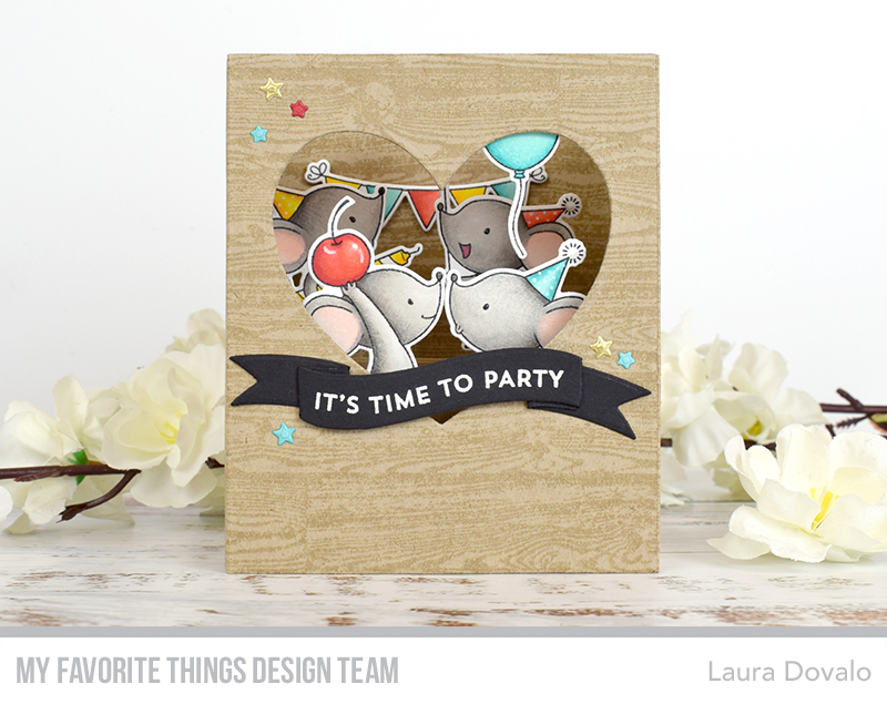 Front view of shadow box card with wood texture.