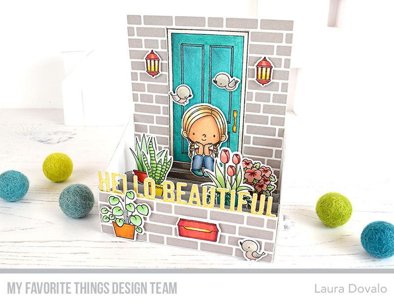 Box card with front door and Birdie Brown stamps.