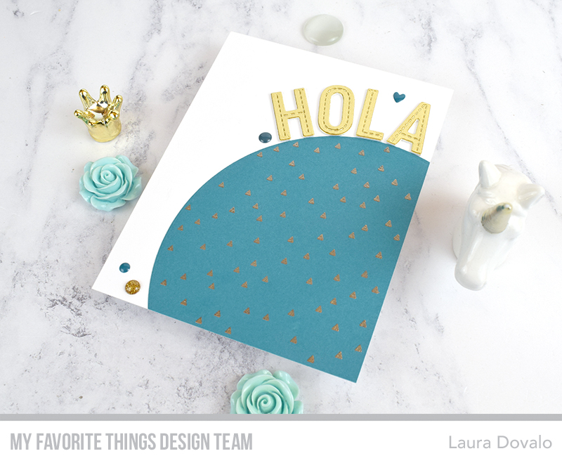 CAS greeting card with platinum embossed triangles.