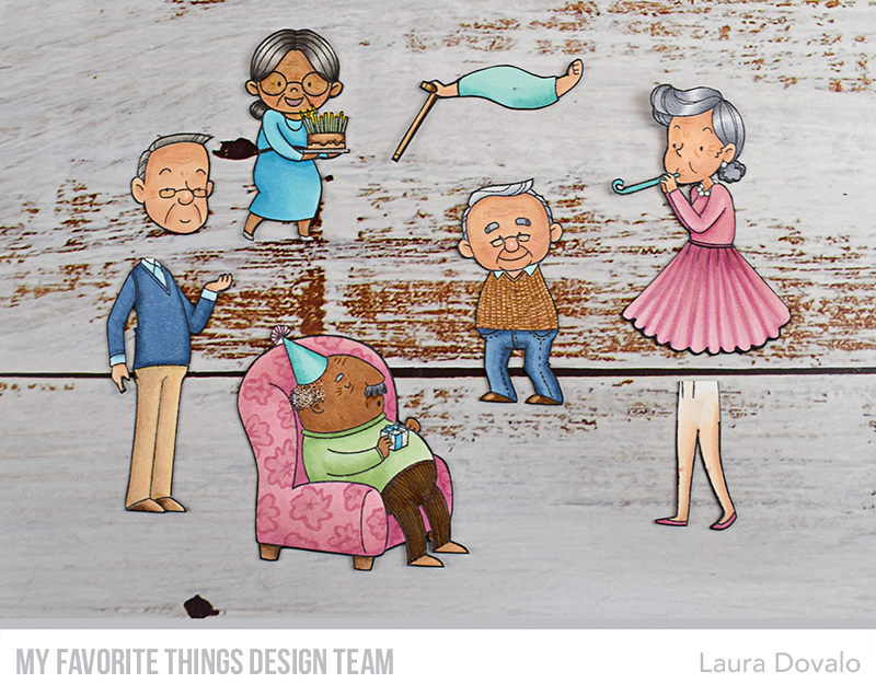Images from Birdie Brown's Festive Old Friends stamp set.