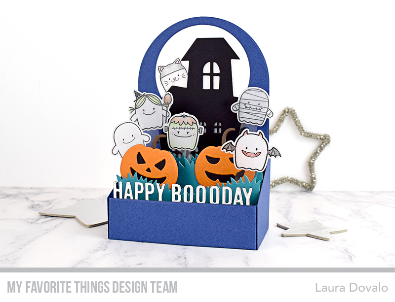 Halloween box card in black and blue.