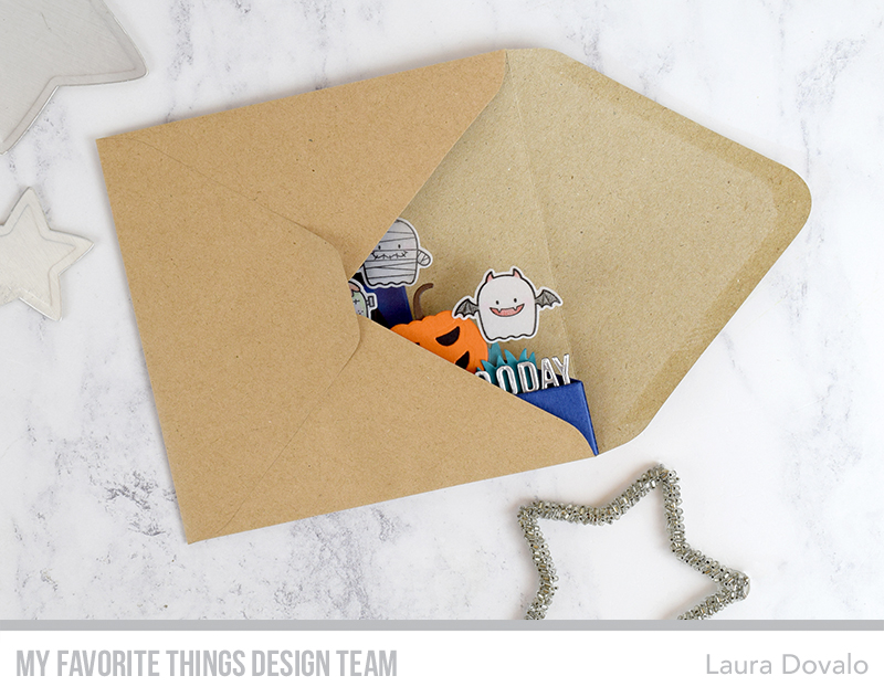 Halloween box card inside of square envelope.