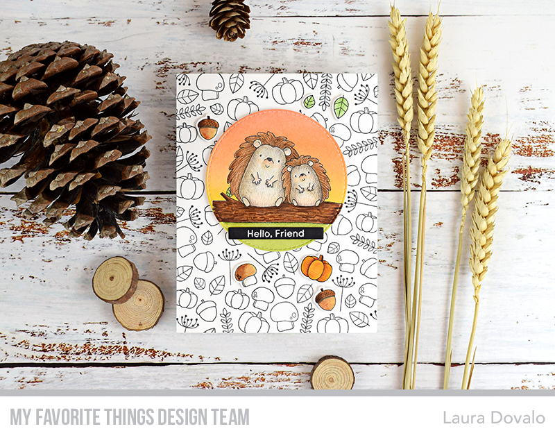 Card with cute hedgehogs for Day 1 of the MFT August Vault Release Countdown.