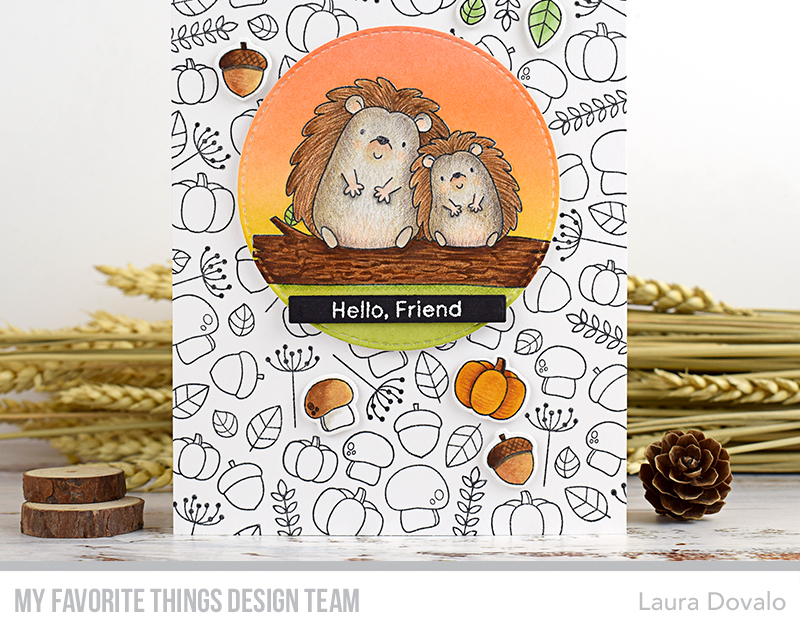Close up of card with hedgehogs.