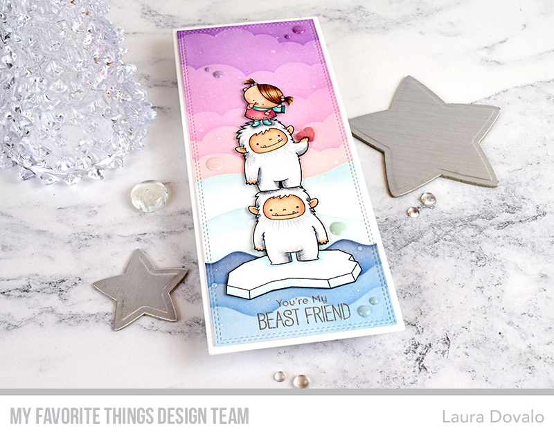 Slimline card with pastel tones.