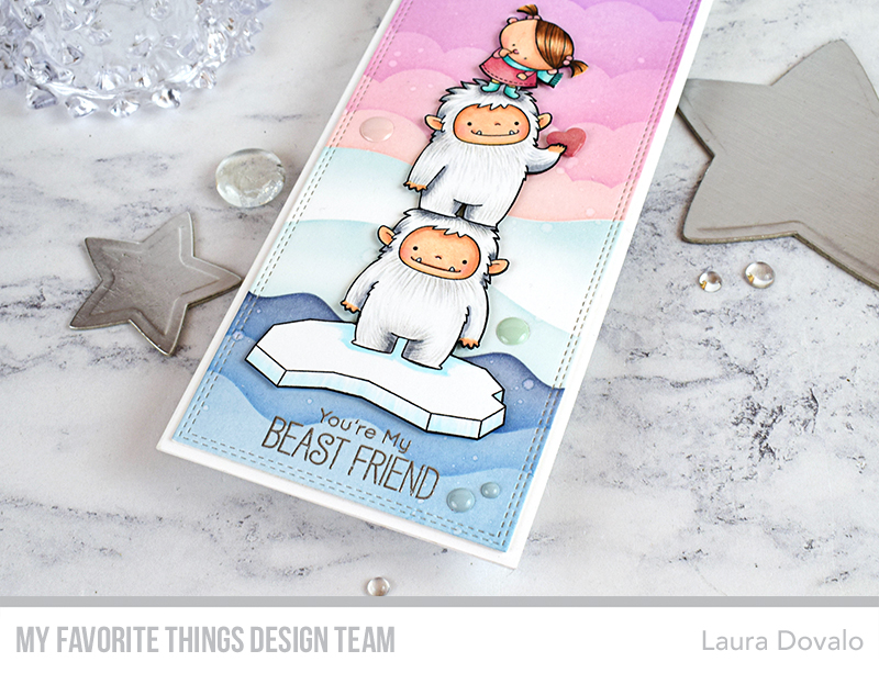 Close up of slimline card in pastel colors.