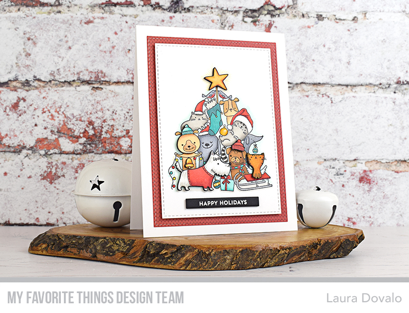 hristmas card with pile of animals by Laura Dovalo.