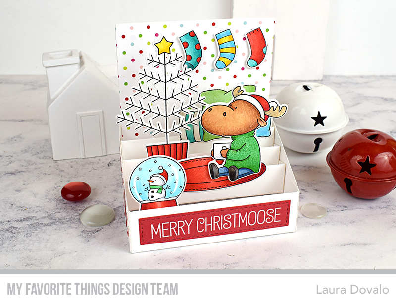 Christmas box card with cute moose from My Favorite Things.