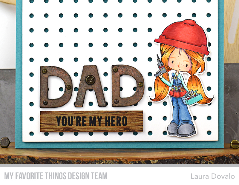 Close up of one of two masculine cards created with products from the MFT May Release.