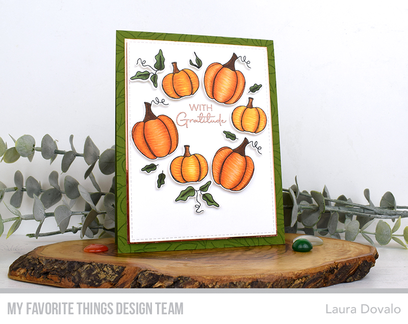 Card with colorful pumpkin wreath.
