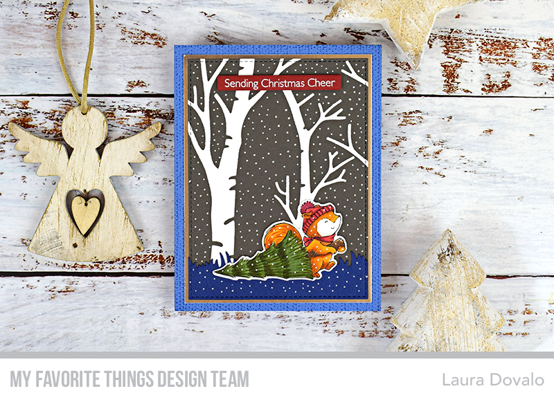 Cenital view of Christmas card with trees.