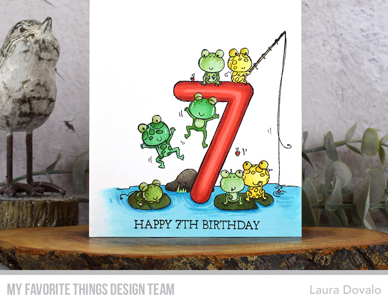 Close up of one layer card with cute frogs.