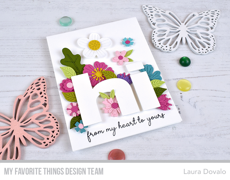 CAS card with flowers and extra large "hi".