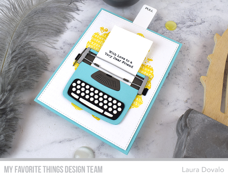 One of two interactive cards with typewriters for MFt Stamps.