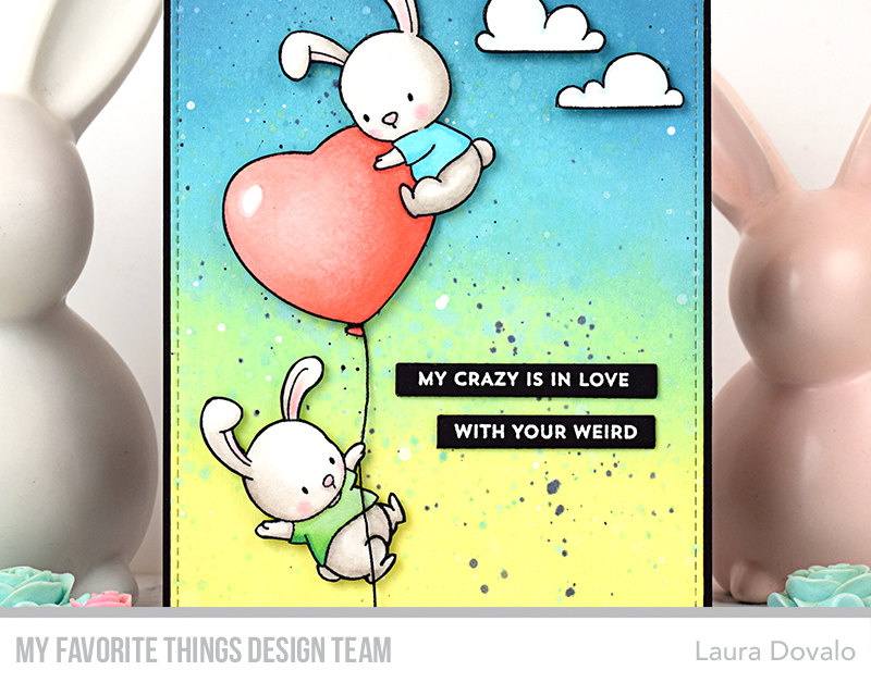Close up of card with heart shaped balloon for My Favorite Things.