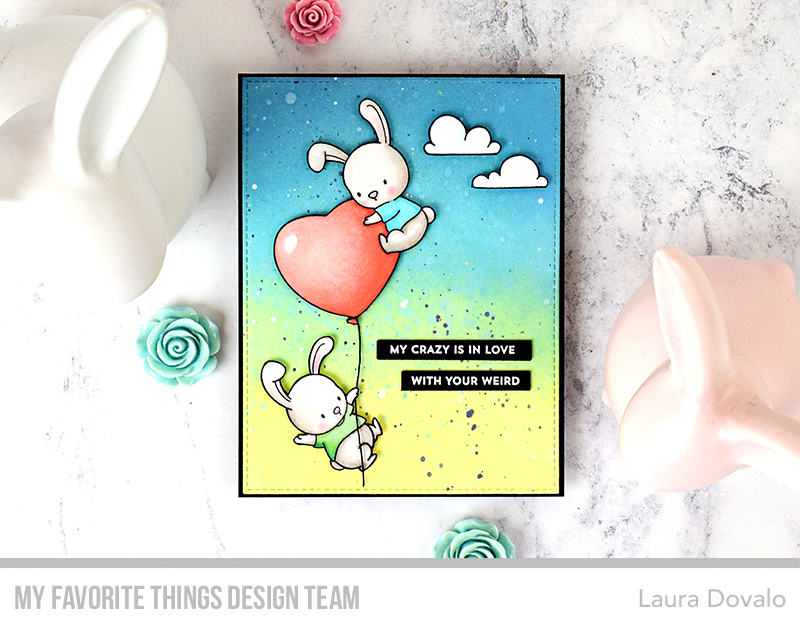Cenital view of card with heart shaped balloon.