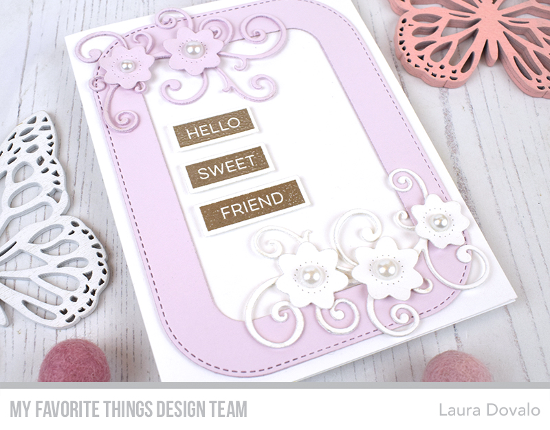 Card with frame and flowers.