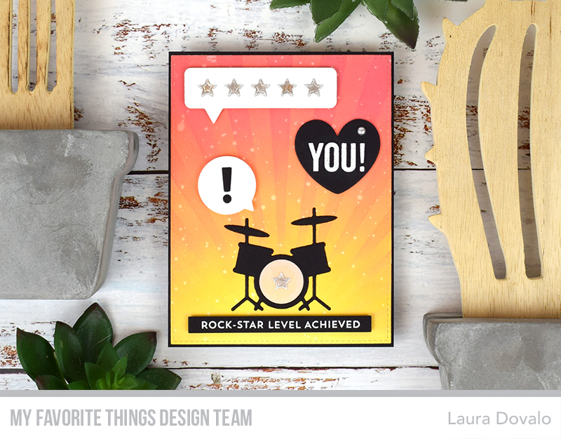 Cenital view of card with Rock n' Roll elelments.