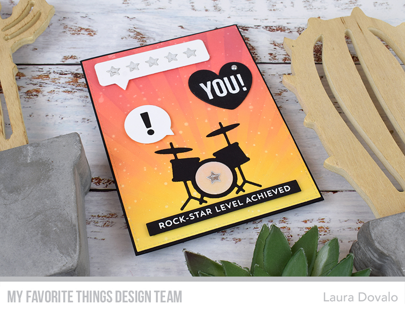 Rock n' Roll themed card with distress oxide inks.