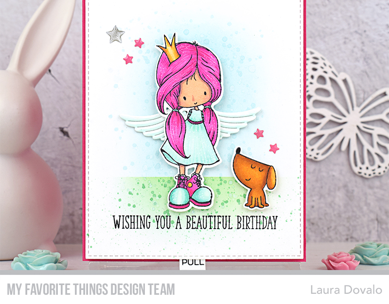 Close up of interactive card with wing flapping fairy.