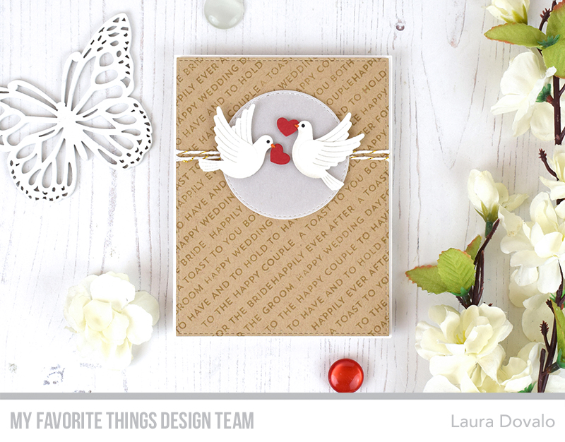 Cenital view of CAS wedding card in kraft and white.