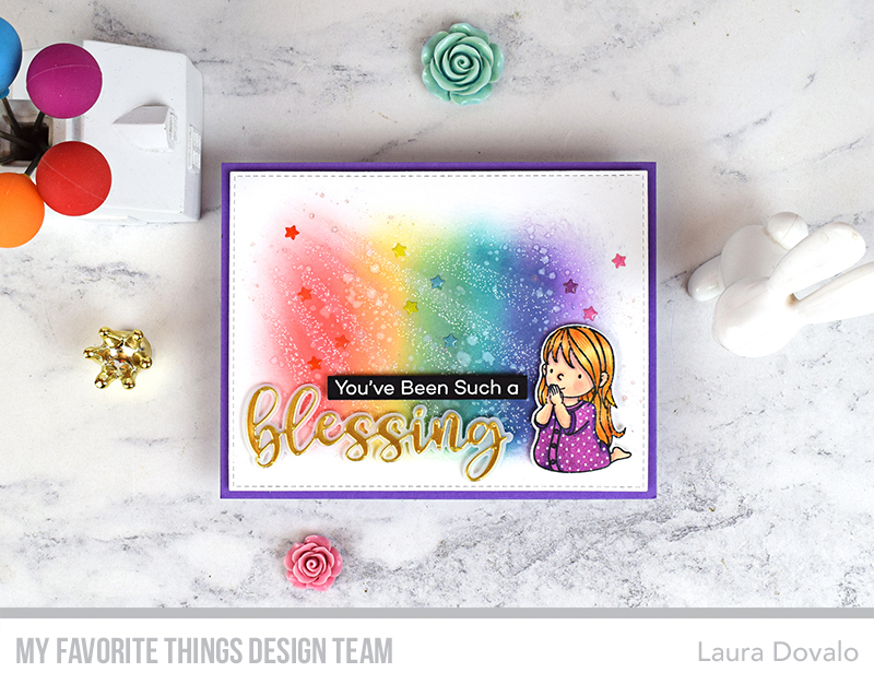 Cenital view of greeting card featuring a praying girl.