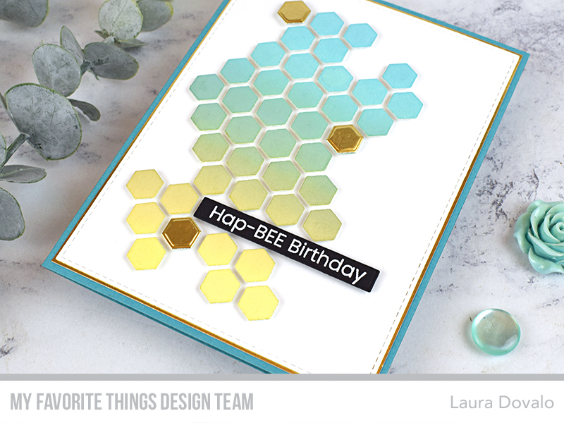 Close up of elegant card with hexagons.