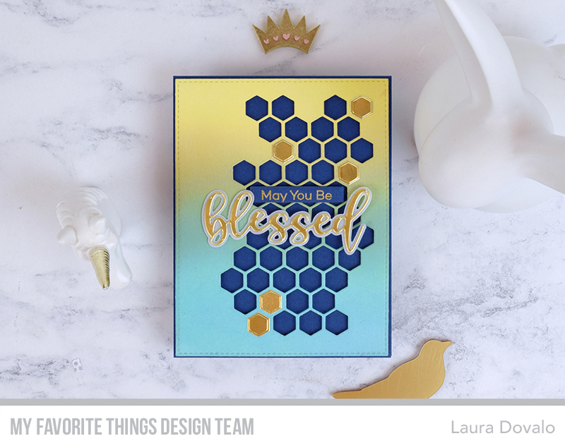 Cenital view of card with honeycomb created with MFT products.